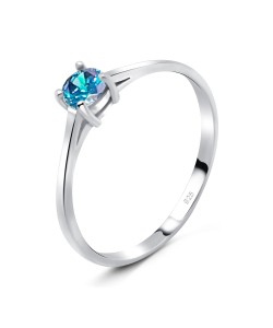 4mm Blue Topaz CZ Silver Ring CSR-150-4